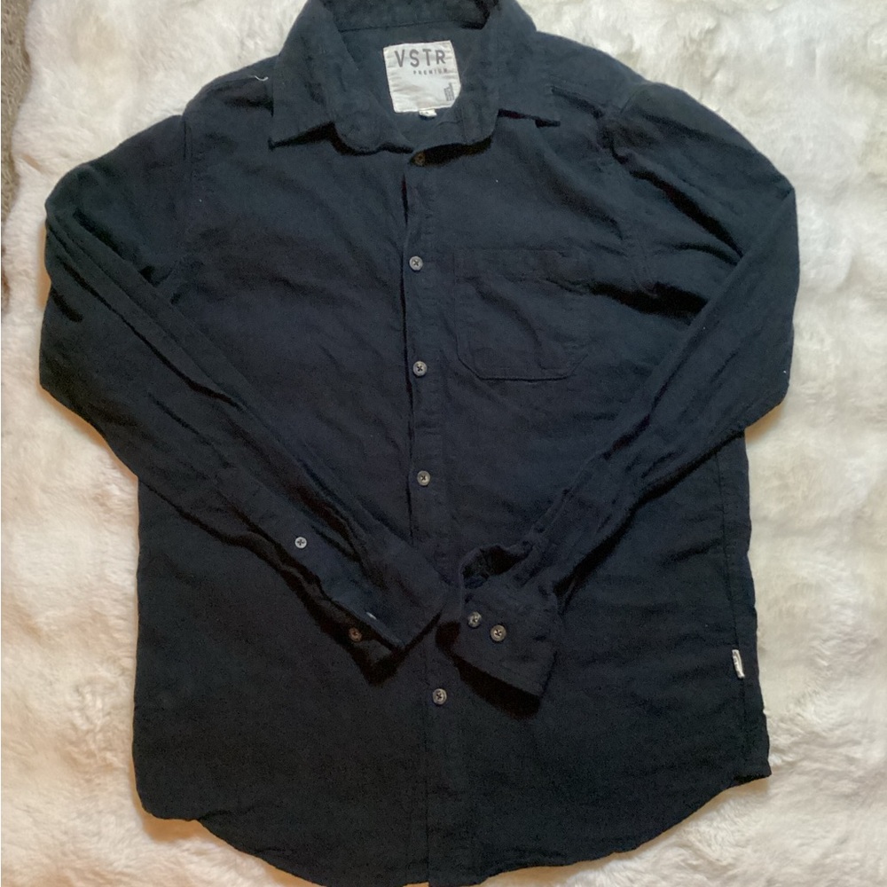 Men's Black Button Up Collared Shirt S